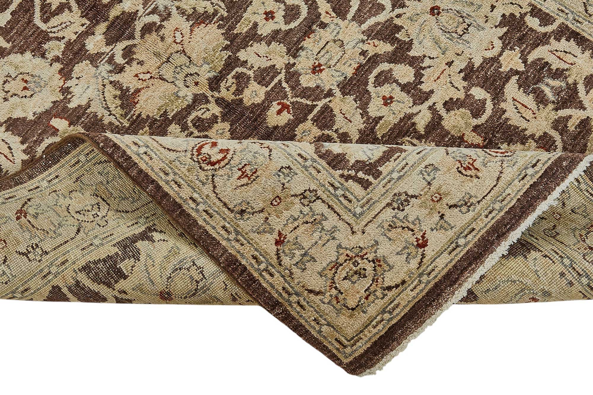 4x9 Beige Traditional Floral Oushak Rug - 51581