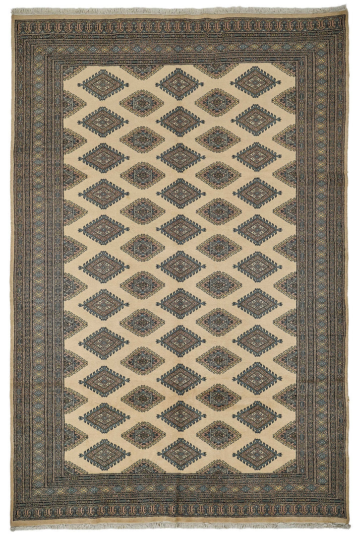 6x9 Beige Traditional Geometric Oushak Rug - 51582
