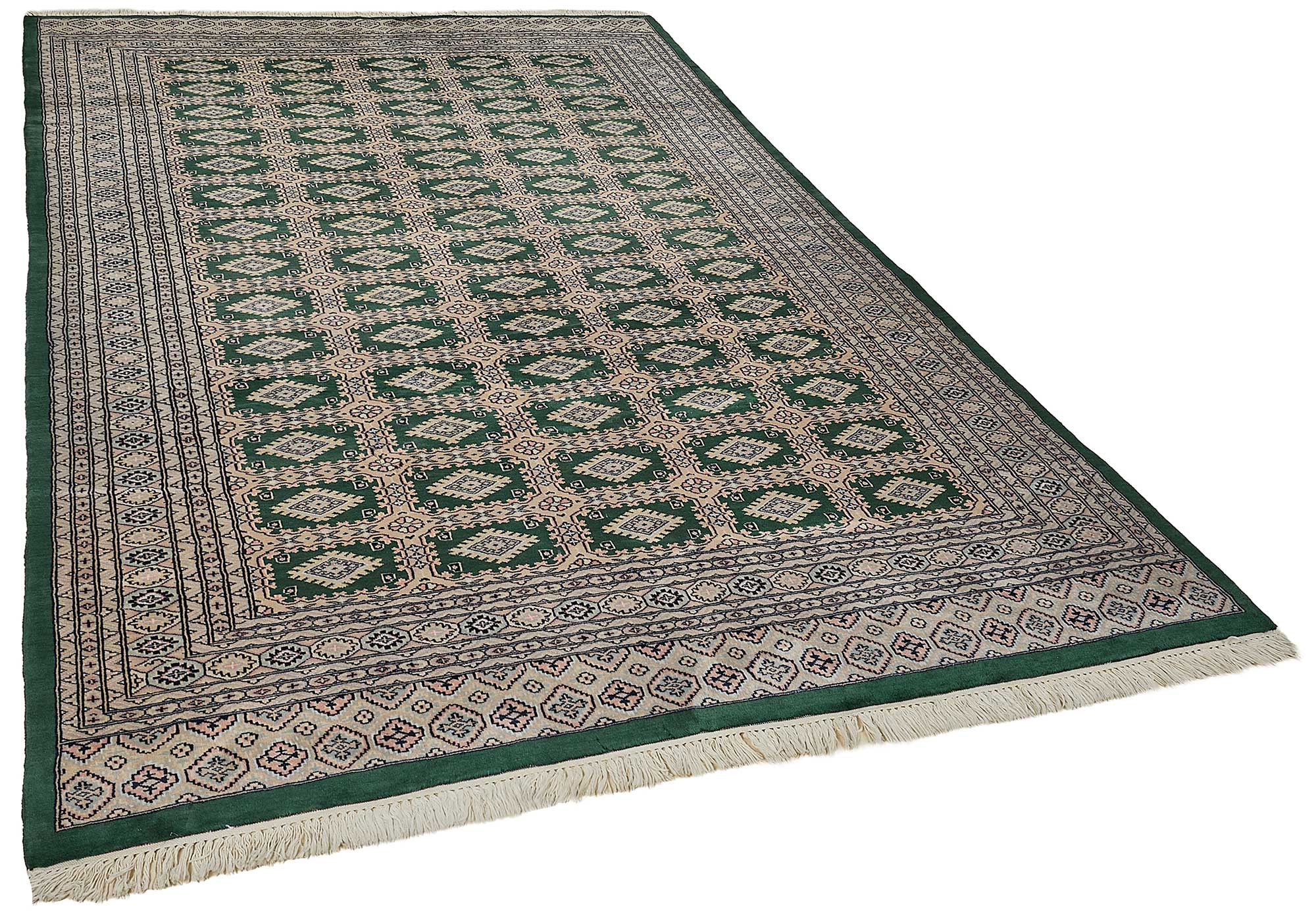 6x9 Green Turkish Geometric Oushak Rug - 51583