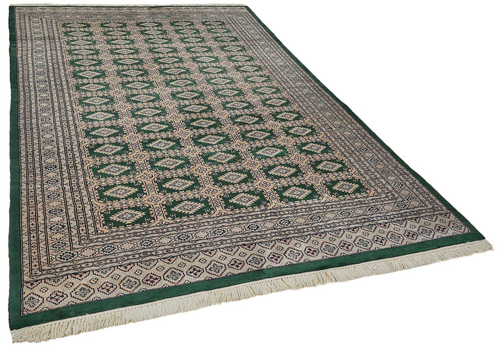 6x9 Green Turkish Geometric Oushak Rug - 51583