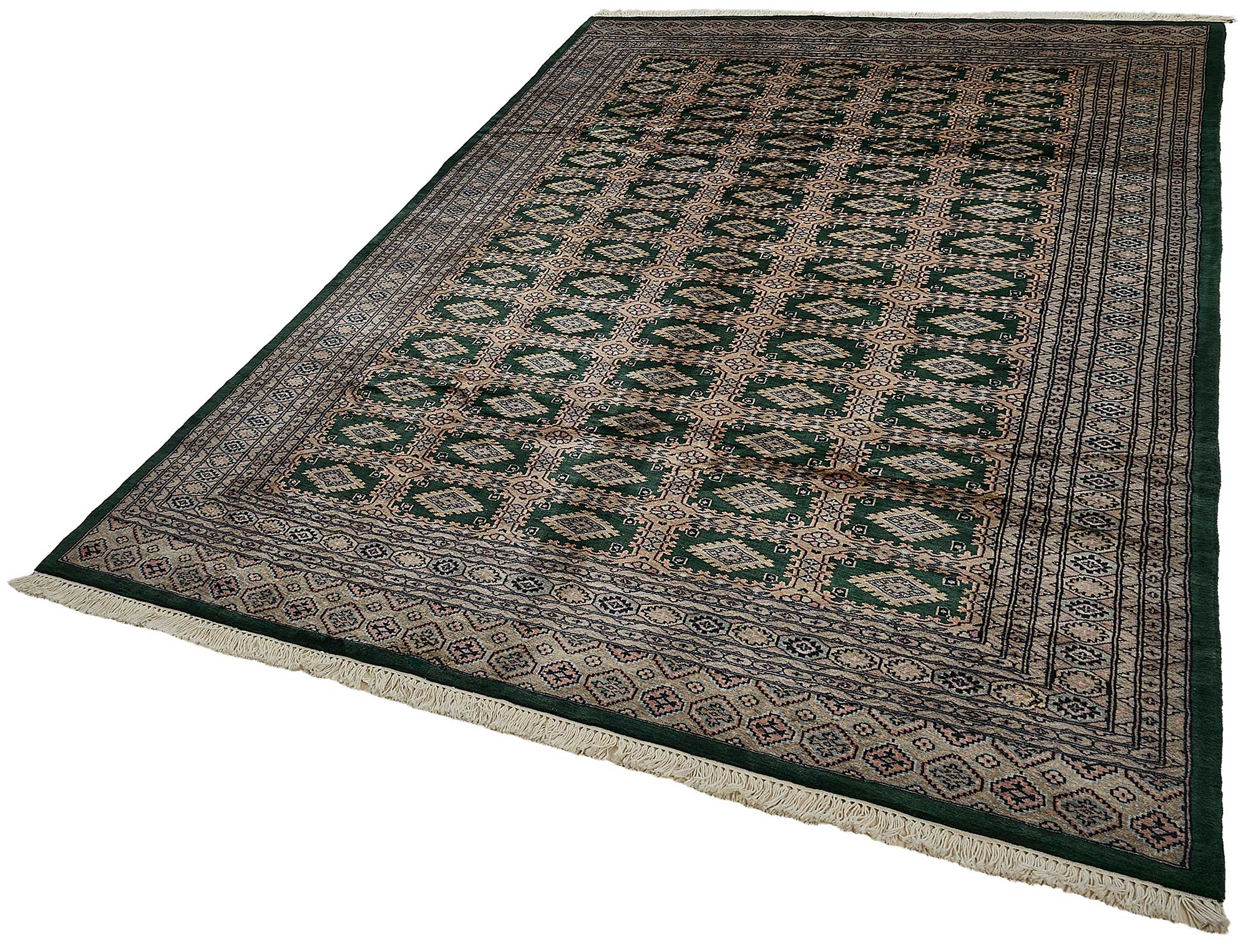 6x9 Green Turkish Geometric Oushak Rug - 51583