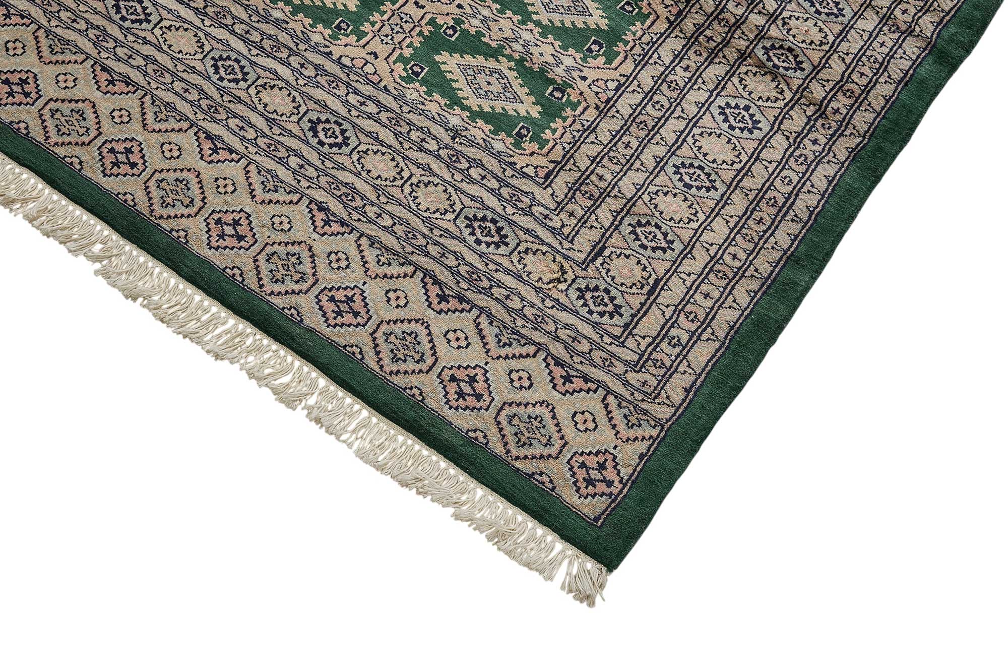 6x9 Green Turkish Geometric Oushak Rug - 51583