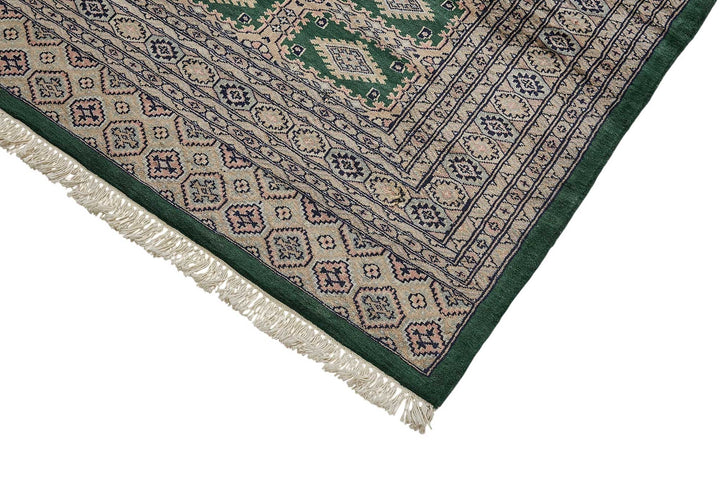 6x9 Green Turkish Geometric Oushak Rug - 51583