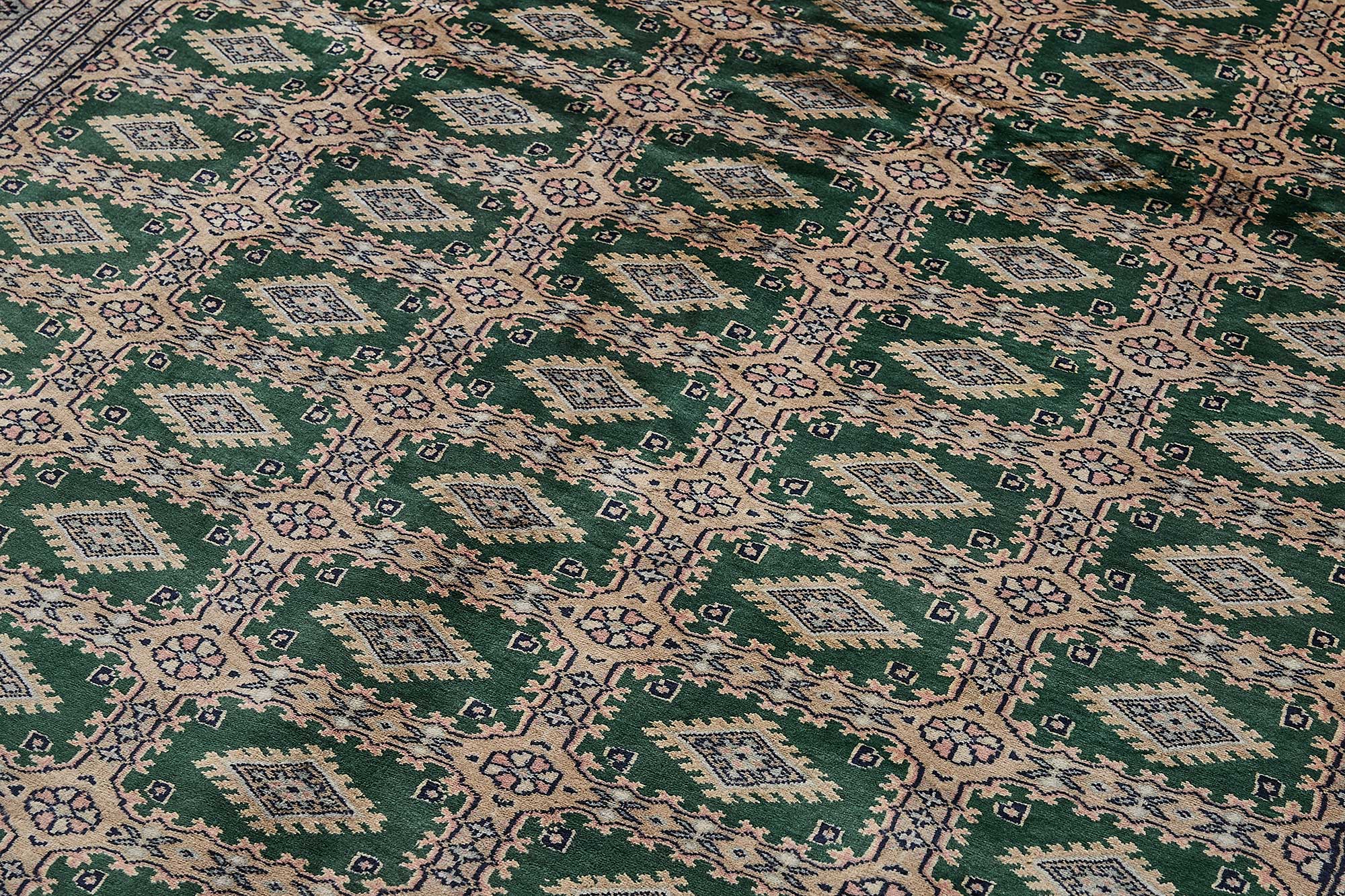 6x9 Green Turkish Geometric Oushak Rug - 51583