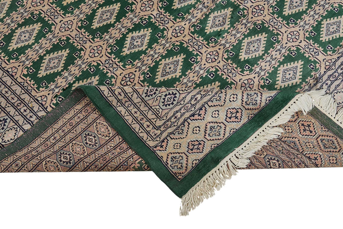 6x9 Green Turkish Geometric Oushak Rug - 51583