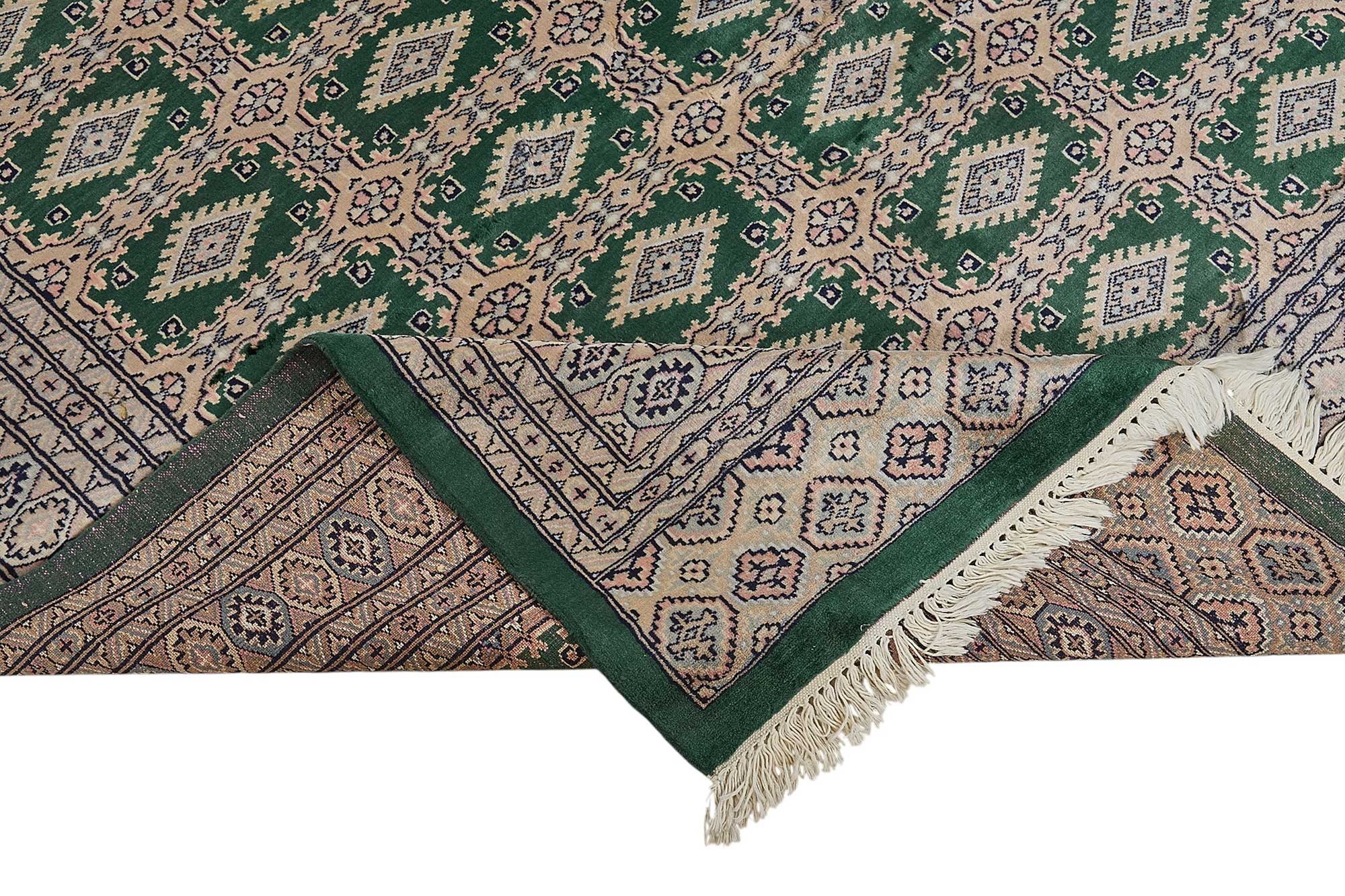 6x9 Green Turkish Geometric Oushak Rug - 51583