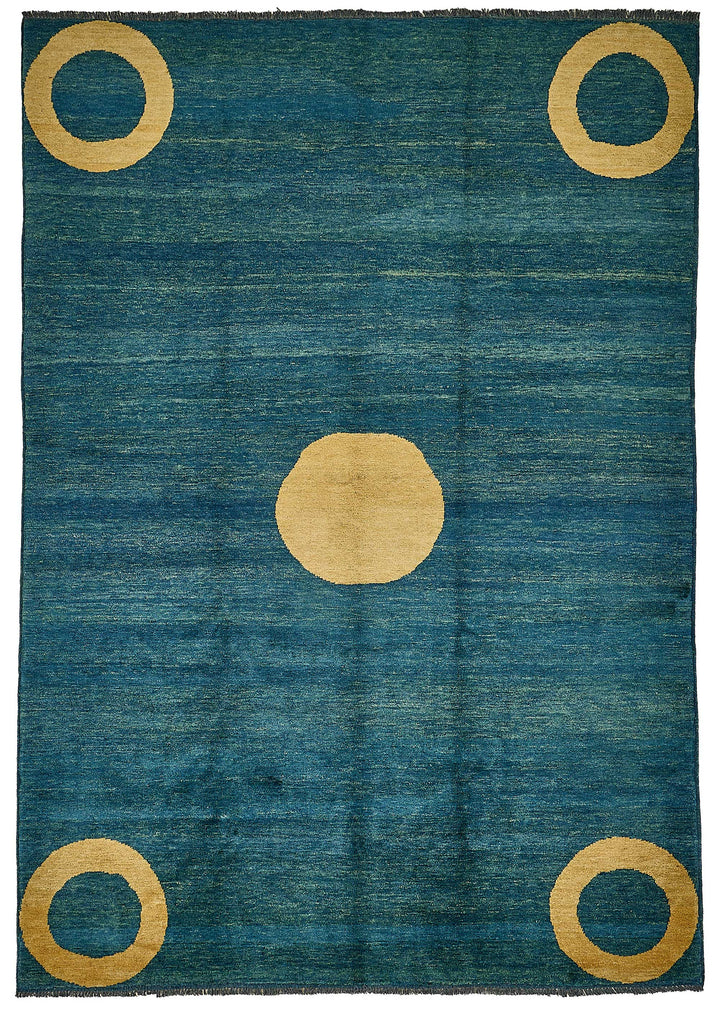 6x9 Blue Geometric Oushak Rug - 51584
