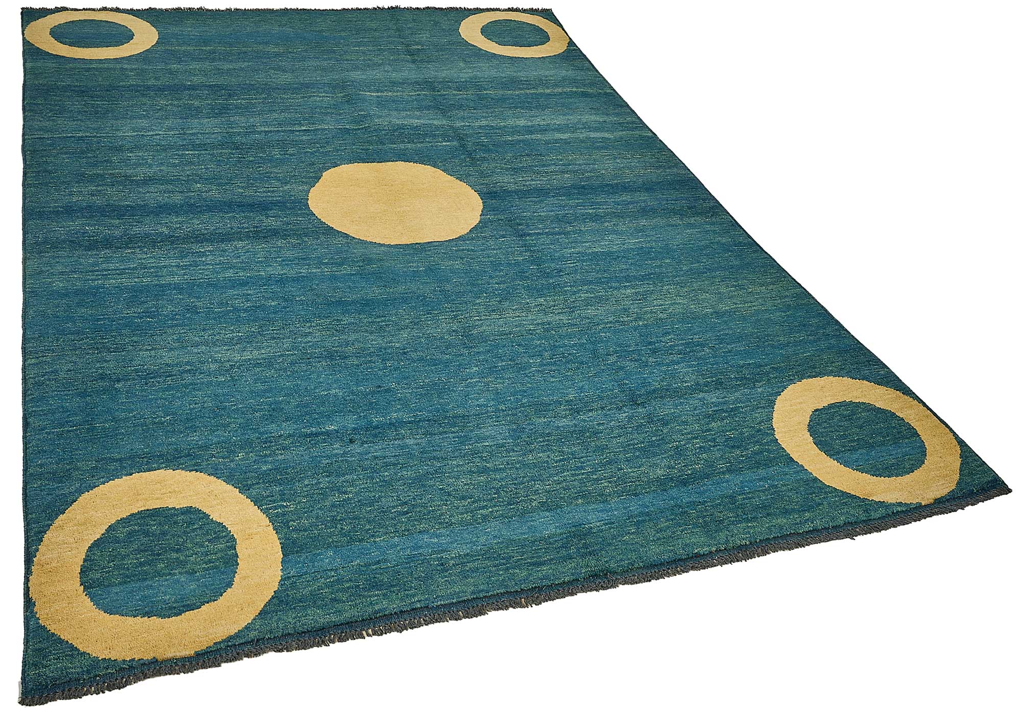 6x9 Blue Geometric Oushak Rug - 51584