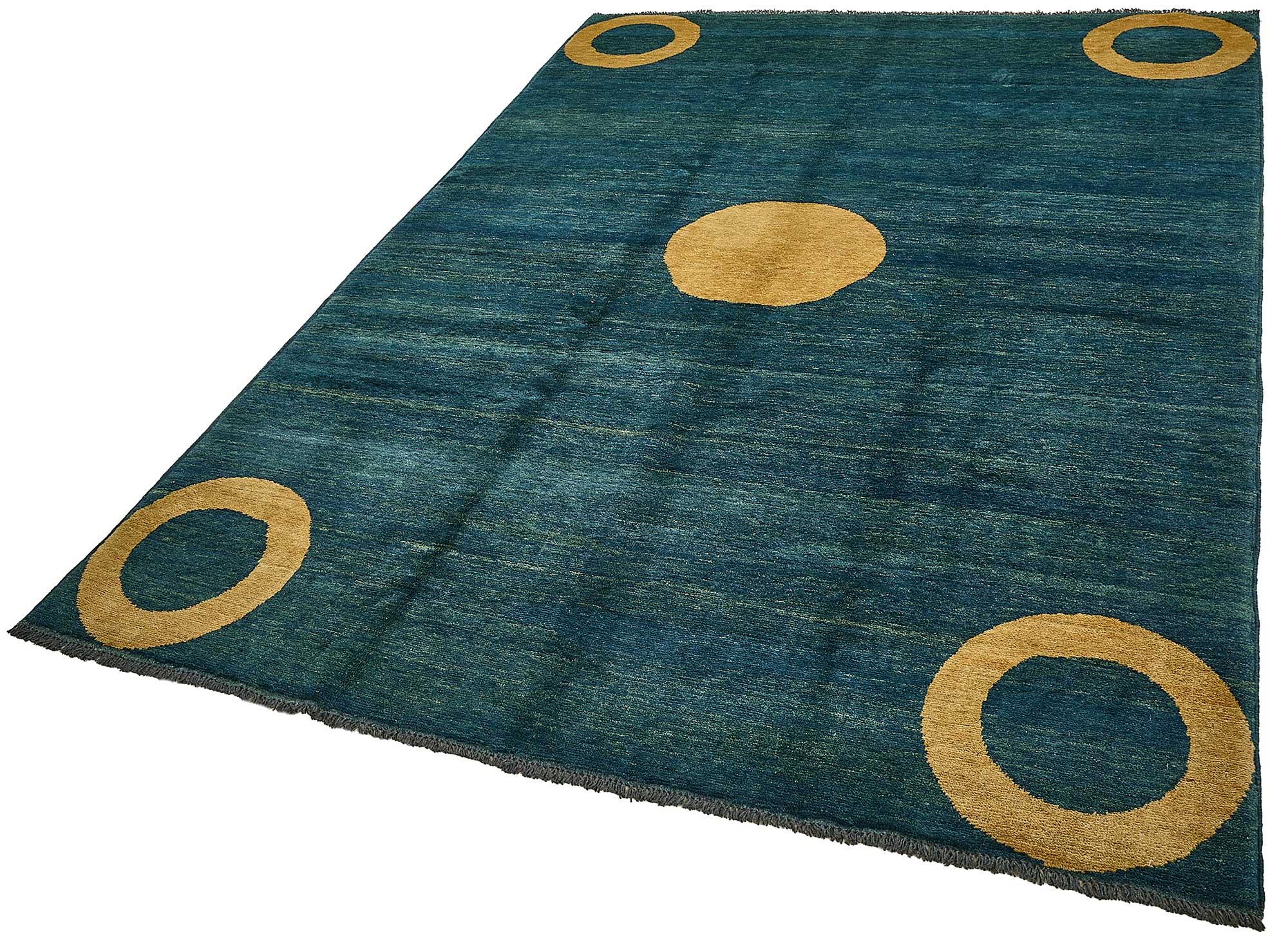 6x9 Blue Geometric Oushak Rug - 51584