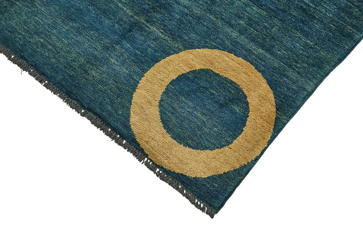 6x9 Blue Geometric Oushak Rug - 51584