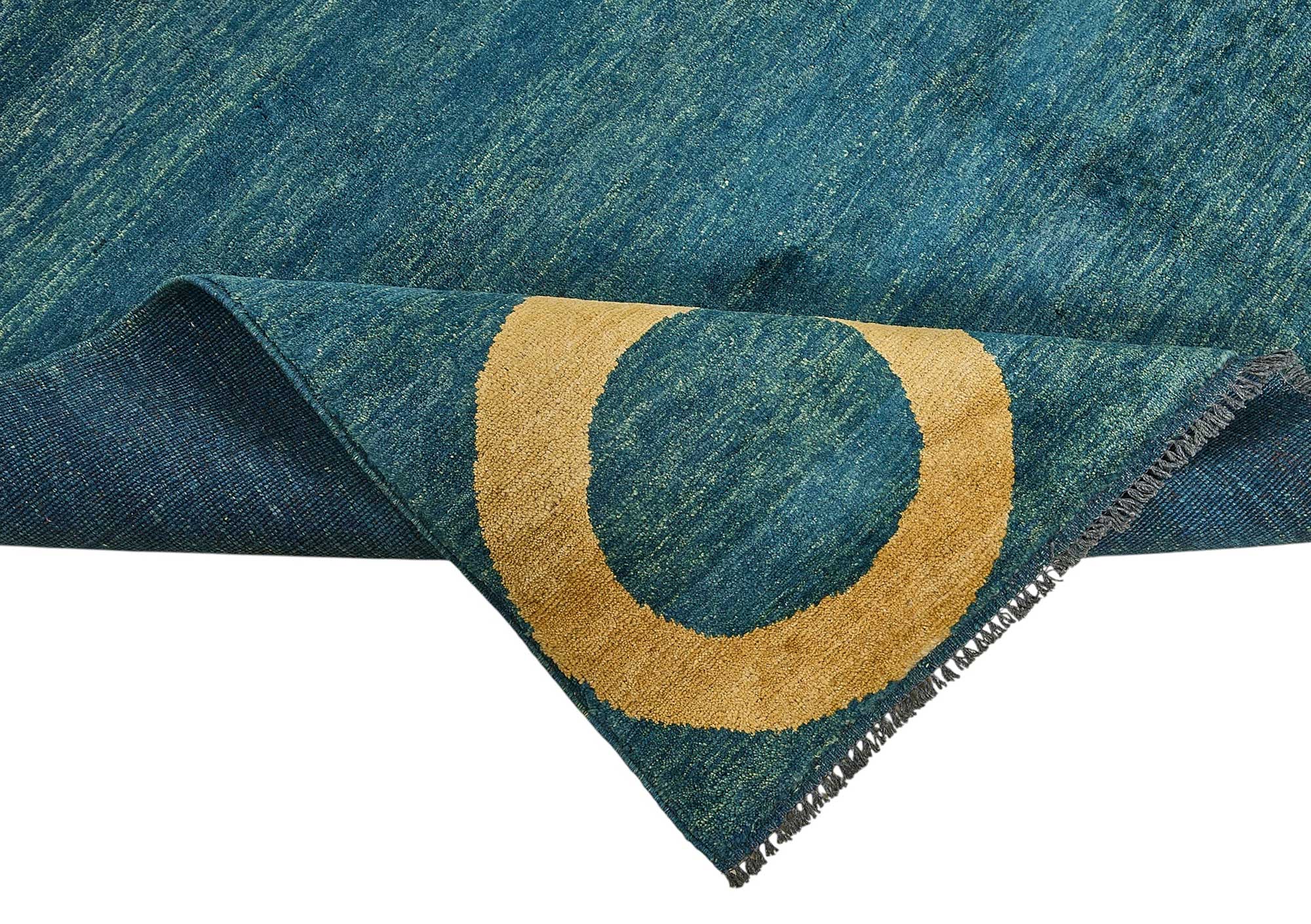 6x9 Blue Geometric Oushak Rug - 51584