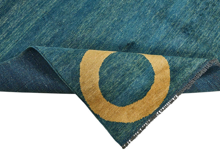 6x9 Blue Geometric Oushak Rug - 51584