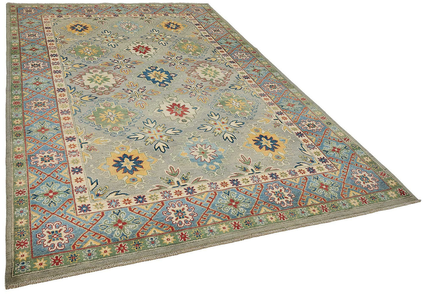 6x10 Blue Handmade Floral Oushak Rug - 51586