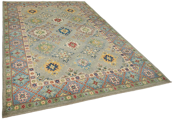 6x10 Blue Handmade Floral Oushak Rug - 51586