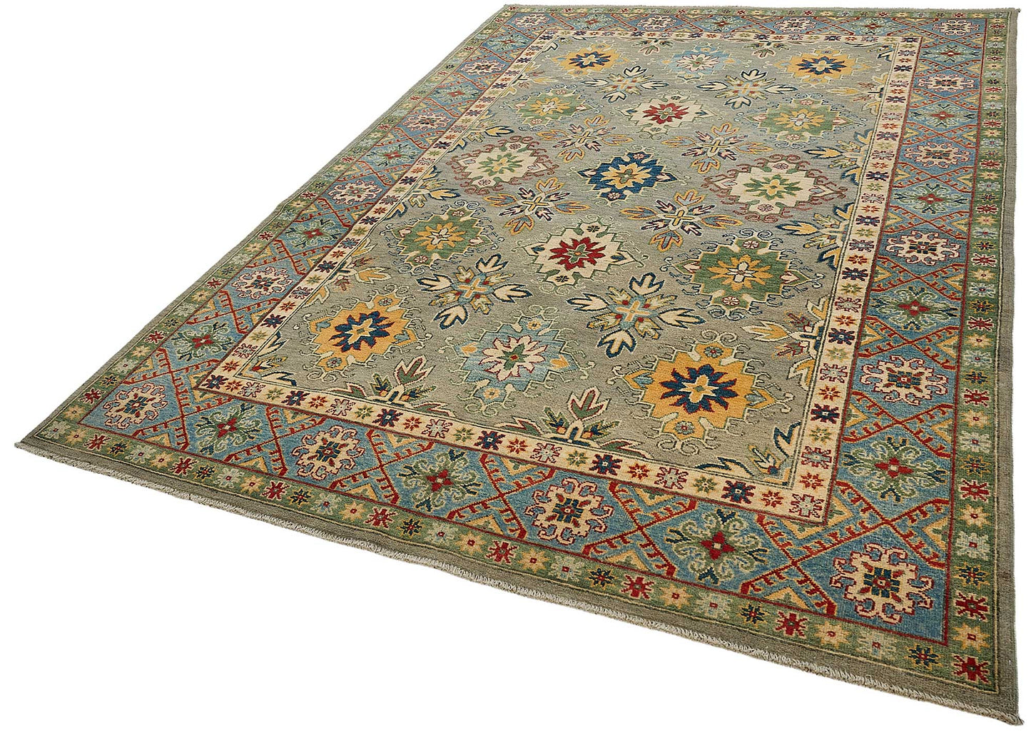 6x10 Blue Handmade Floral Oushak Rug - 51586