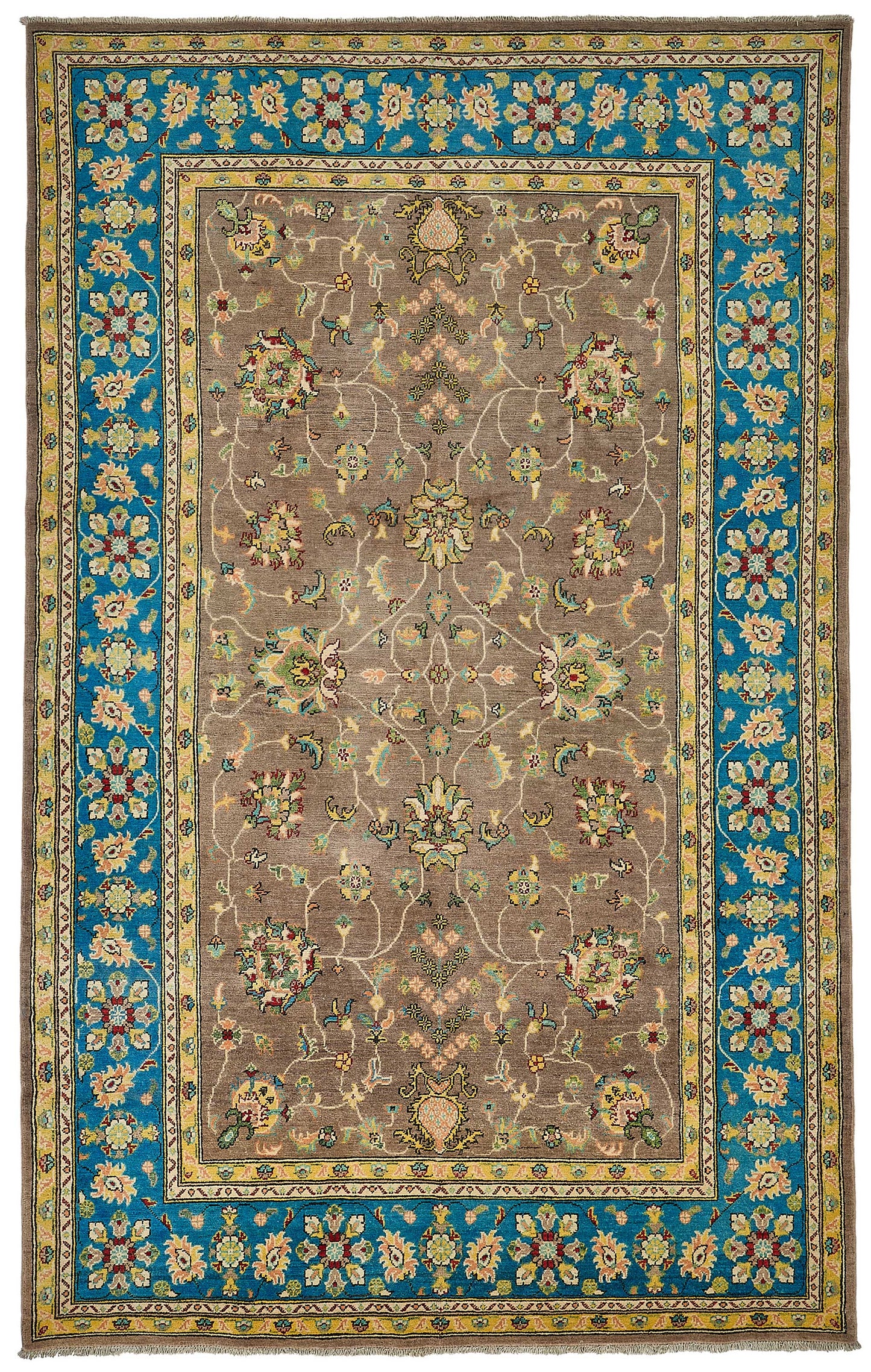 6x10 Blue Turkish Floral Oushak Rug - 51587