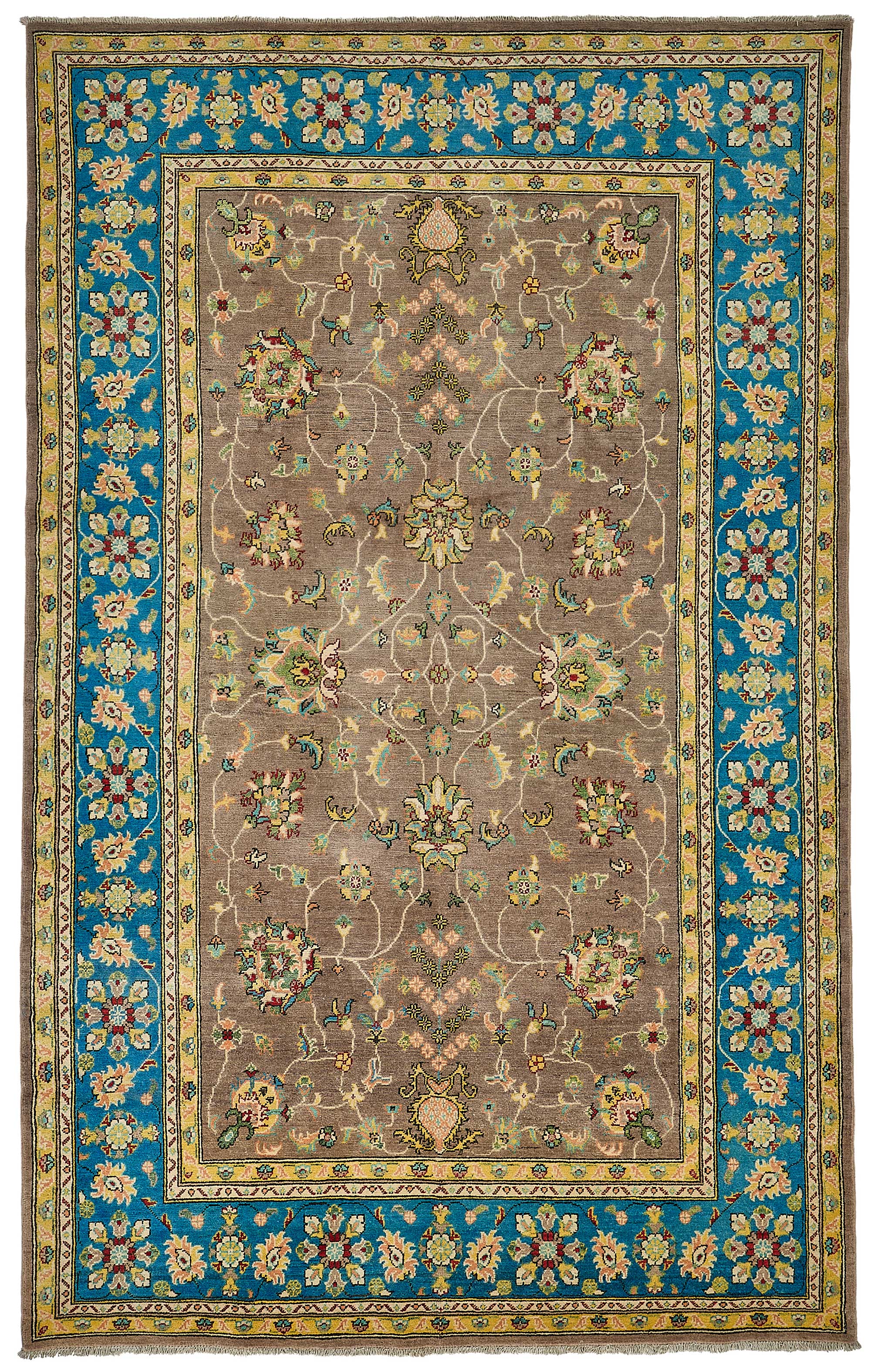 6x10 Blue Turkish Floral Oushak Rug - 51587
