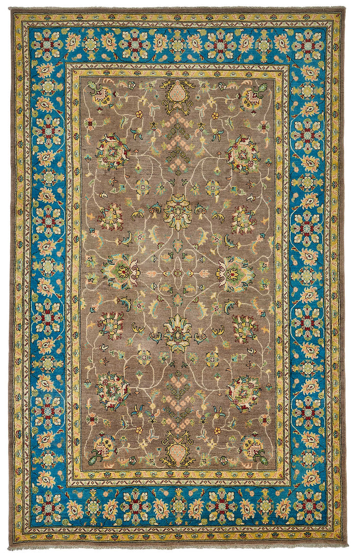 6x10 Blue Turkish Floral Oushak Rug - 51587