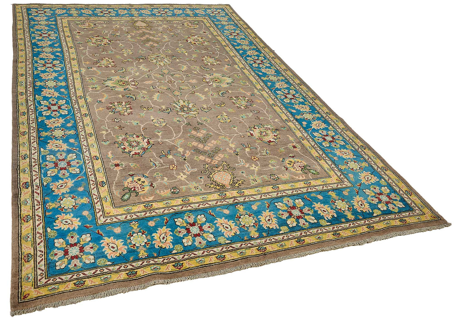 6x10 Blue Turkish Floral Oushak Rug - 51587