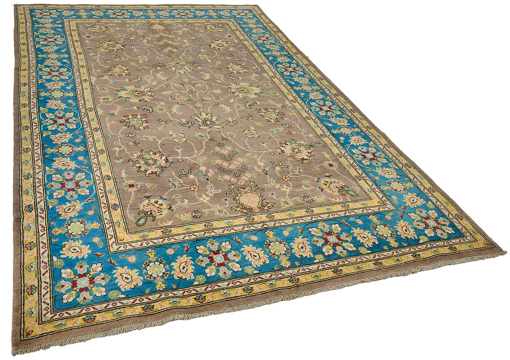 6x10 Blue Turkish Floral Oushak Rug - 51587