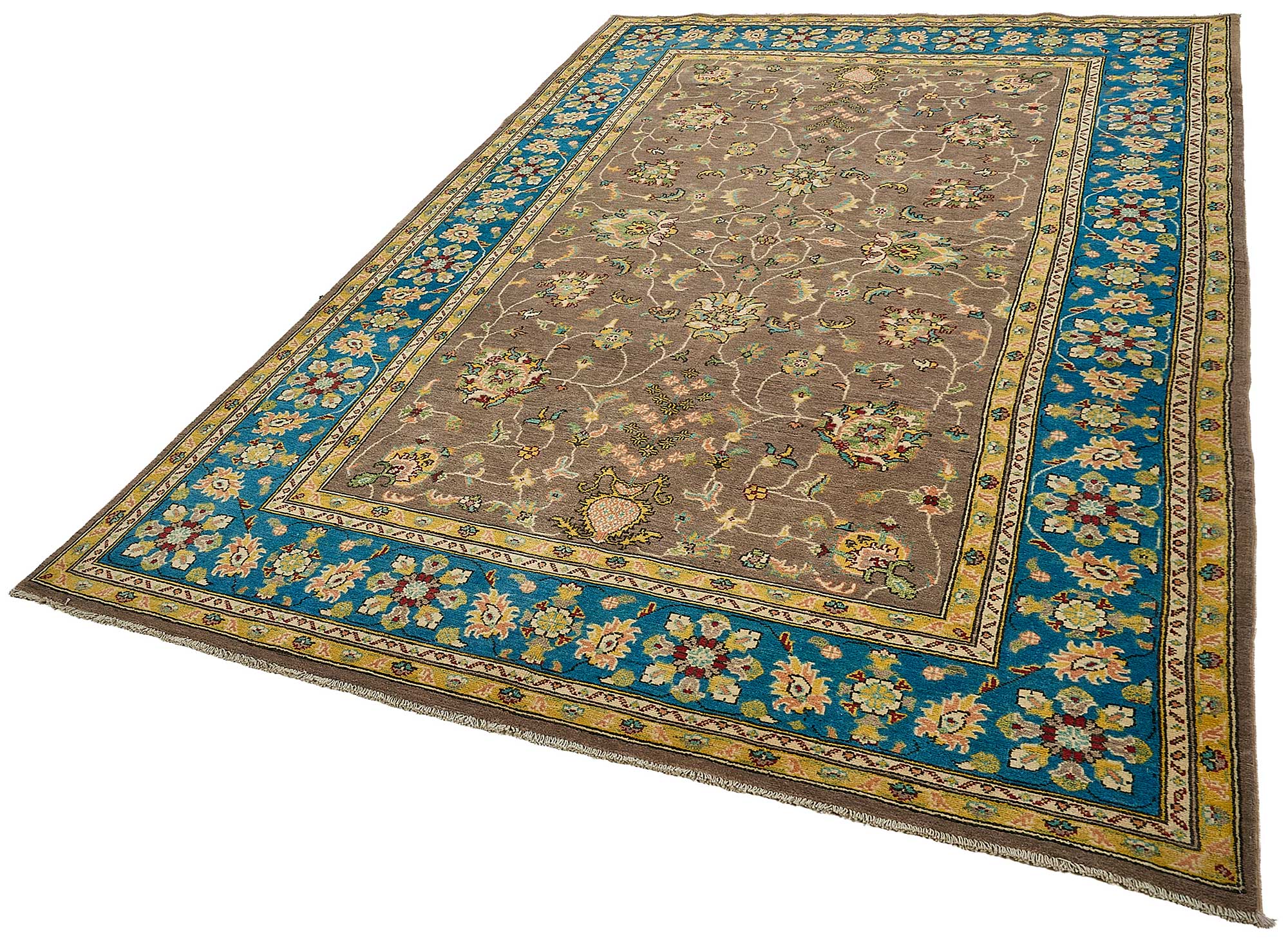6x10 Blue Turkish Floral Oushak Rug - 51587