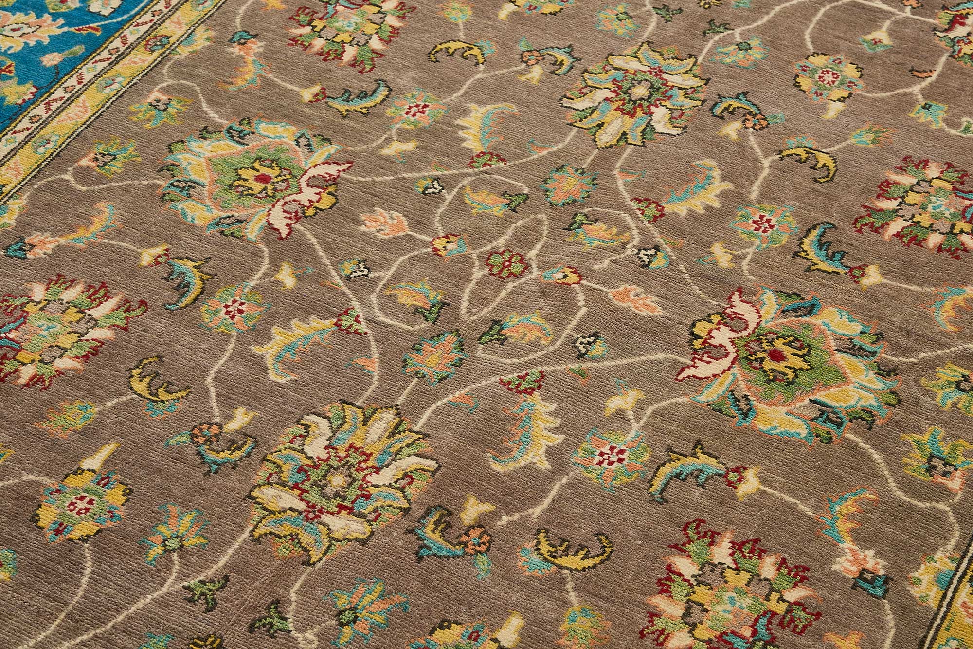 6x10 Blue Turkish Floral Oushak Rug - 51587