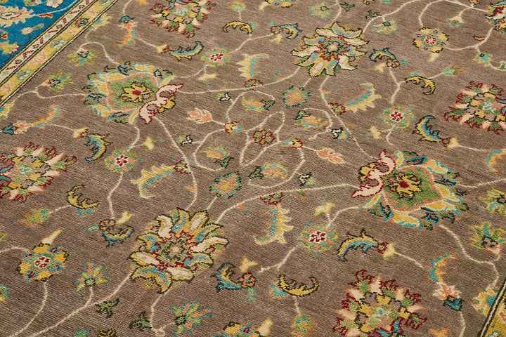 6x10 Blue Turkish Floral Oushak Rug - 51587