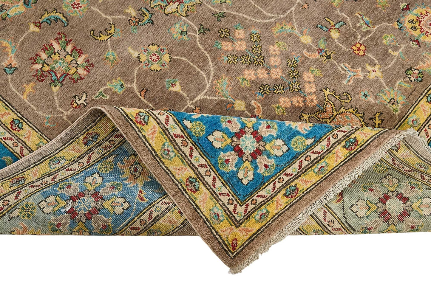 6x10 Blue Turkish Floral Oushak Rug - 51587