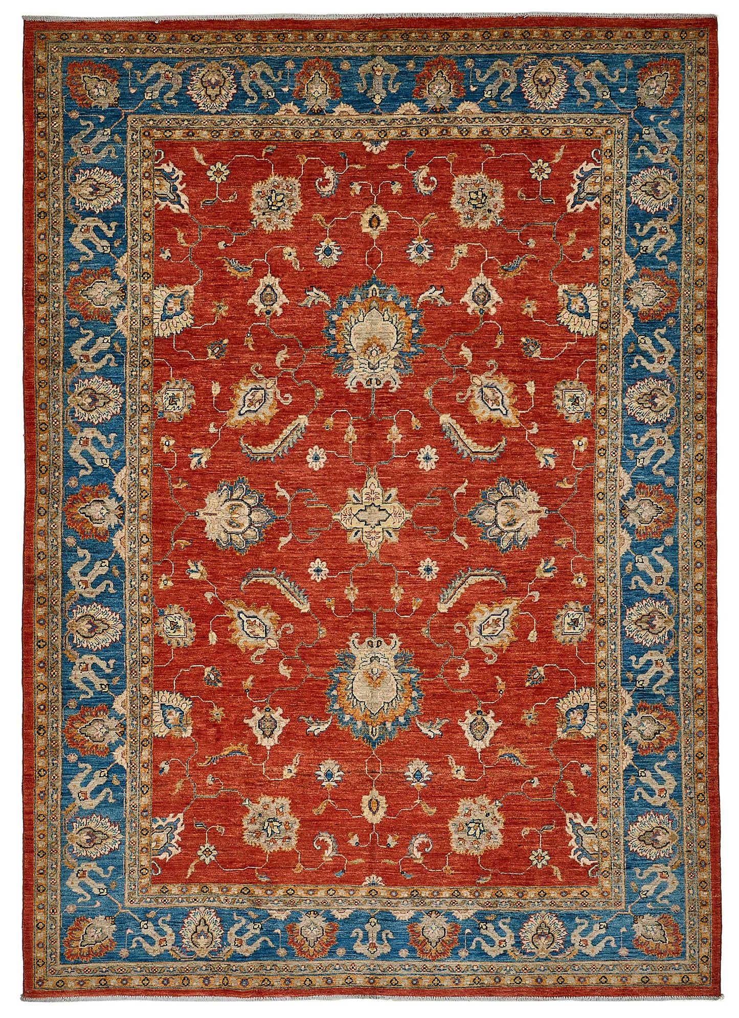 7x10 Red Floral Medallion Oushak Rug - 51588