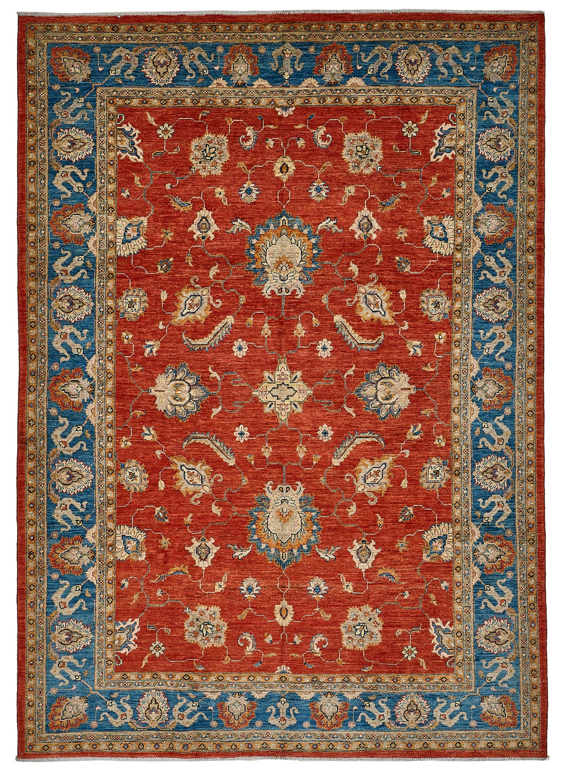 7x10 Red Floral Medallion Oushak Rug - 51588