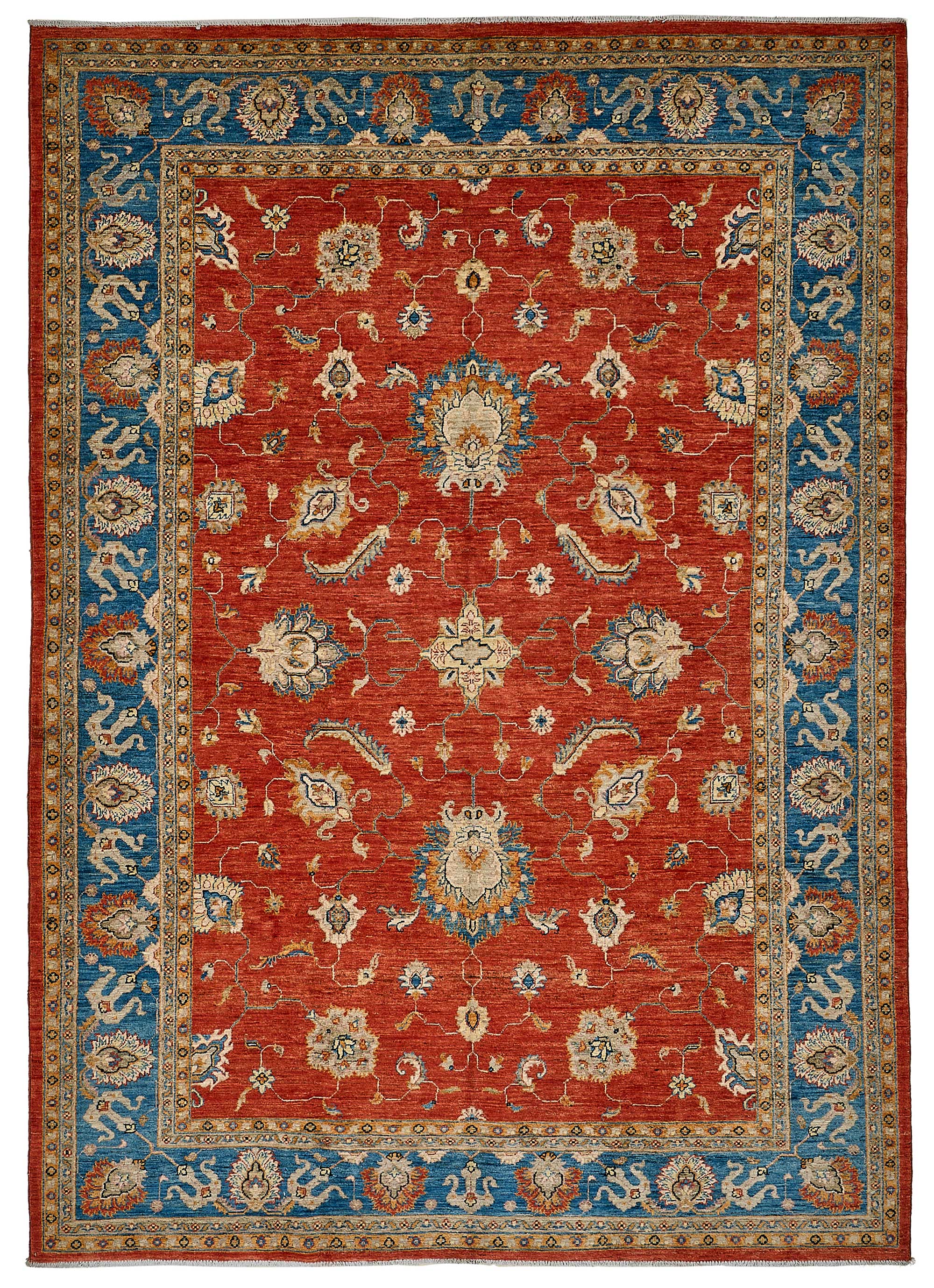 7x10 Red Floral Medallion Oushak Rug - 51588
