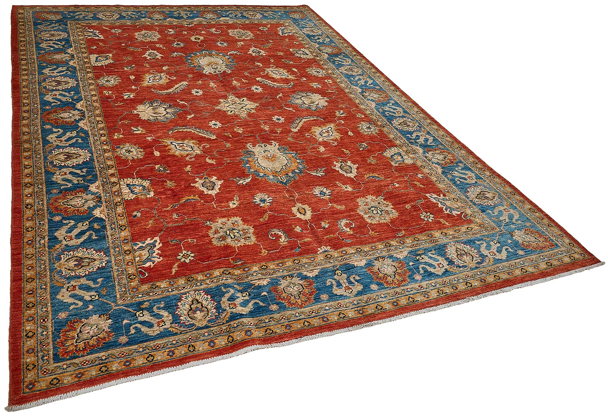 7x10 Red Floral Medallion Oushak Rug - 51588