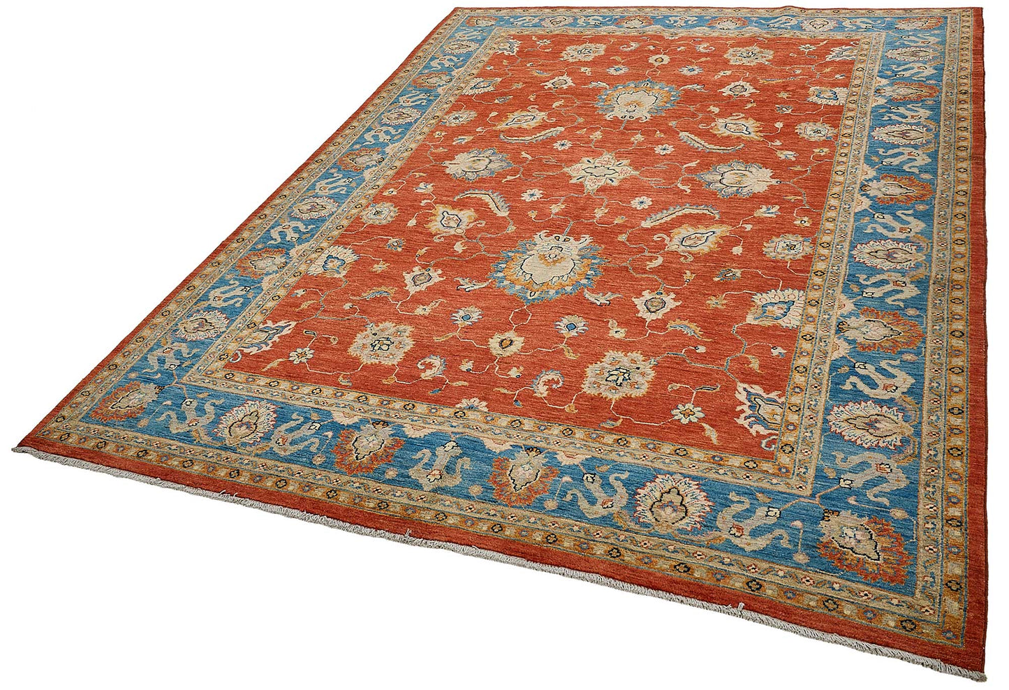 7x10 Red Floral Medallion Oushak Rug - 51588