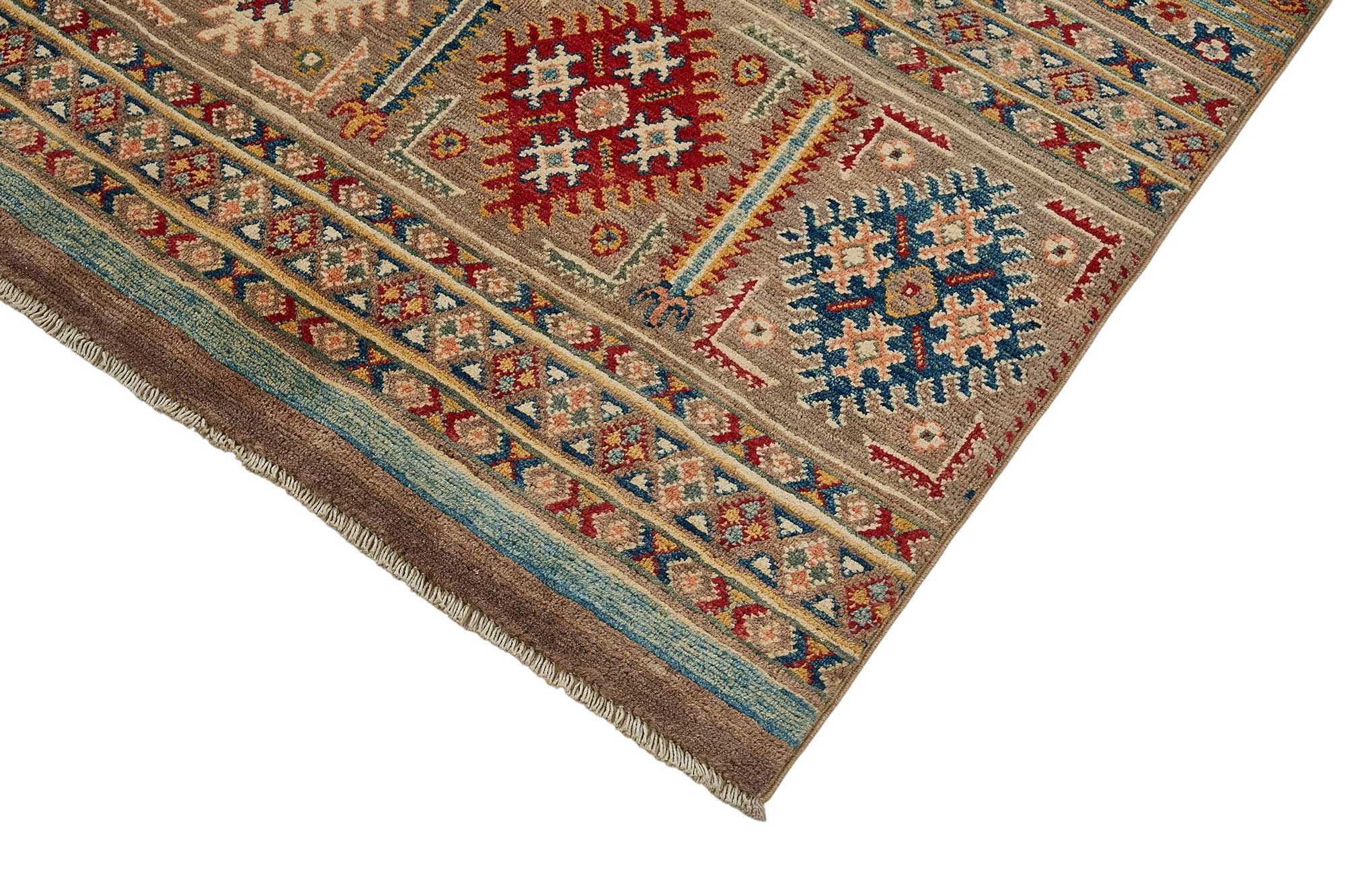 7x10 Beige Handmade Tribal Geometric Oushak Rug - 51589