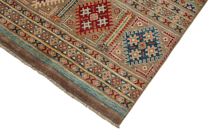 7x10 Beige Handmade Tribal Geometric Oushak Rug - 51589