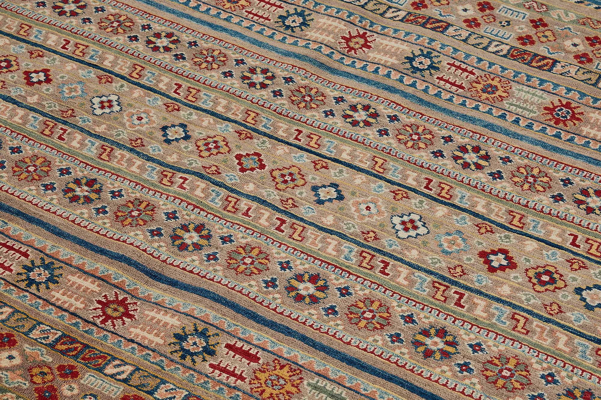7x10 Beige Handmade Tribal Geometric Oushak Rug - 51589