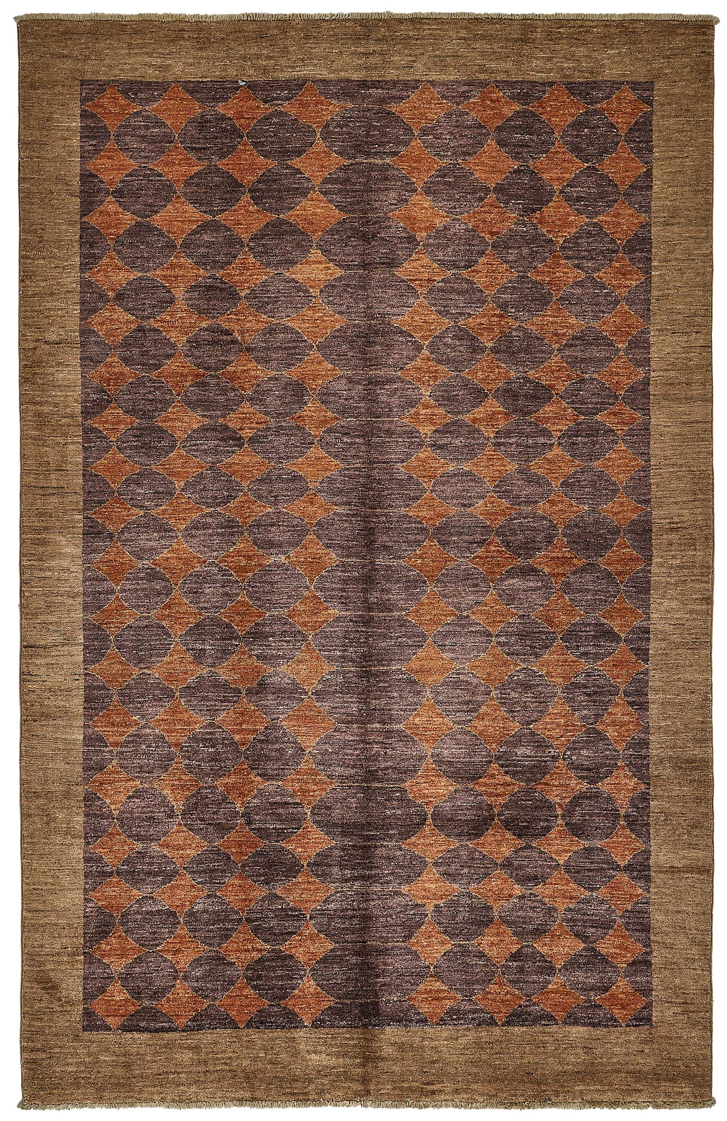 6x9 Brown Geometric Oushak Rug - 51592