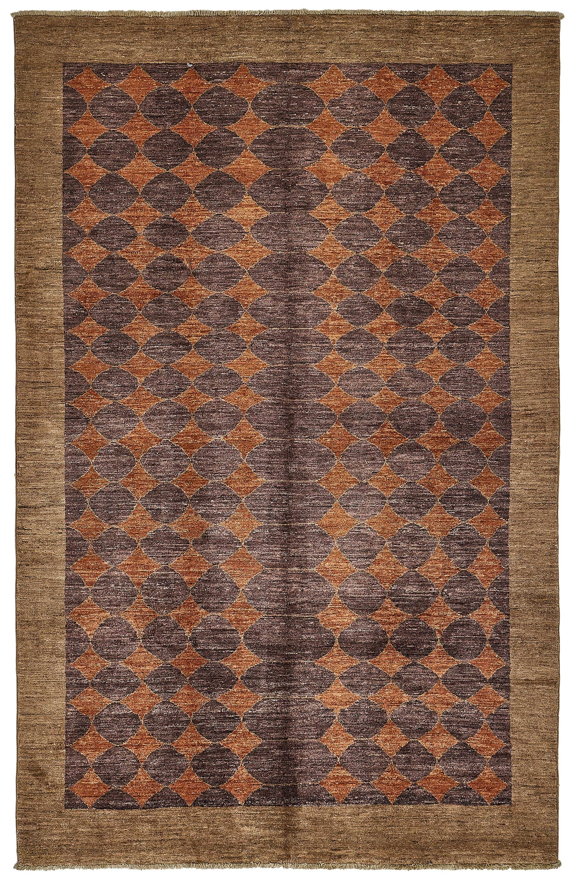 6x9 Brown Geometric Oushak Rug - 51592