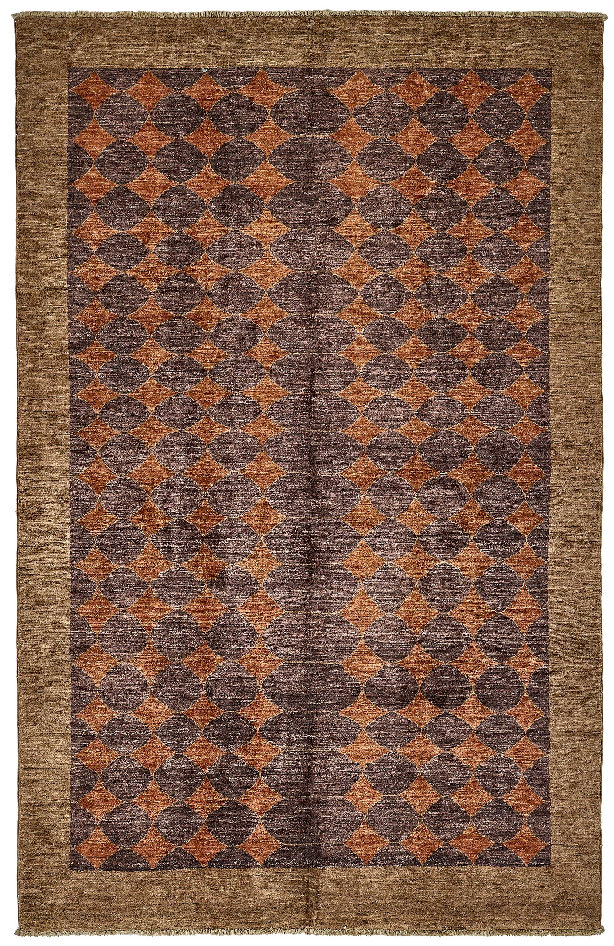 6x9 Brown Geometric Oushak Rug - 51592