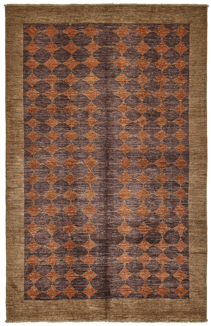 6x9 Brown Geometric Oushak Rug - 51592