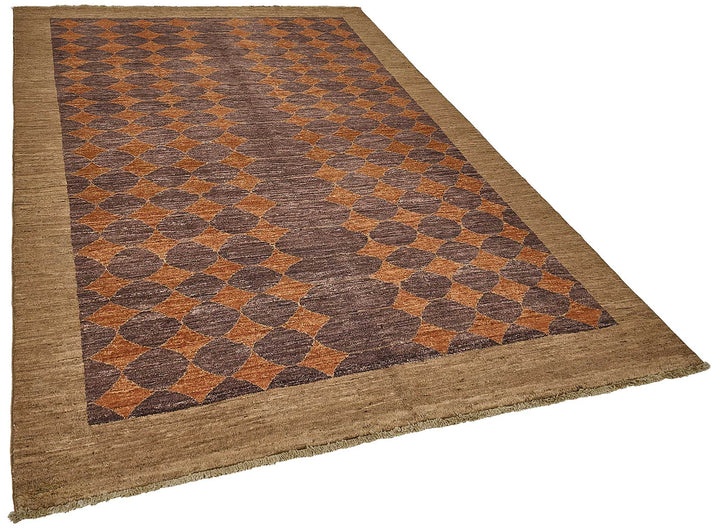 6x9 Brown Geometric Oushak Rug - 51592