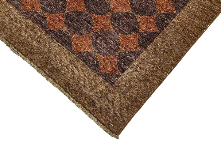 6x9 Brown Geometric Oushak Rug - 51592