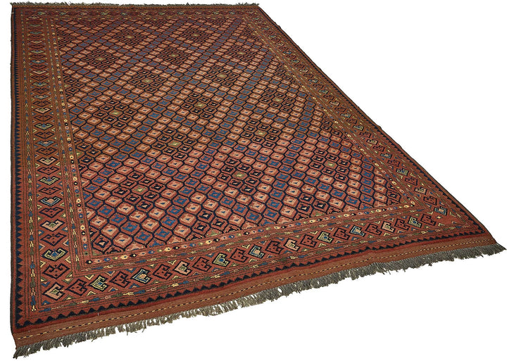 6x10 Red Handmade Tribal Geometric Oushak Rug - 51593