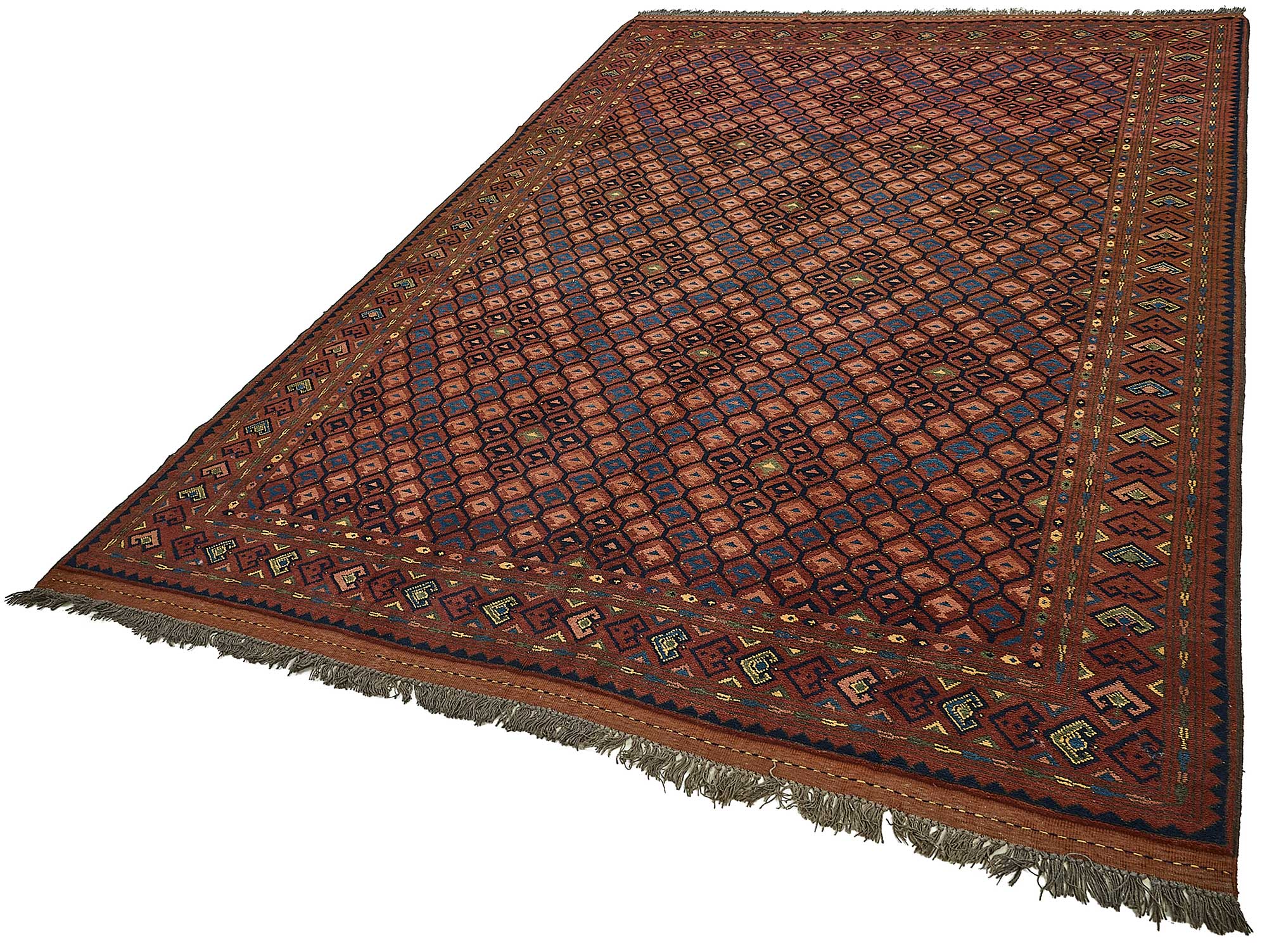 6x10 Red Handmade Tribal Geometric Oushak Rug - 51593