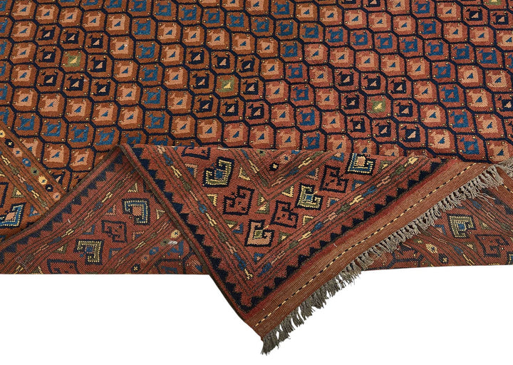 6x10 Red Handmade Tribal Geometric Oushak Rug - 51593