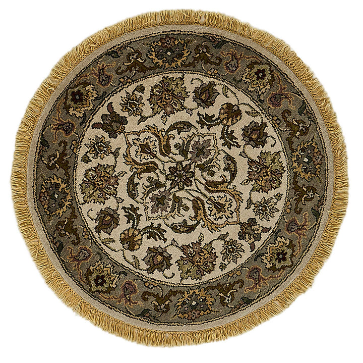 3x3 Beige Handmade Floral Oushak Rug - 51594