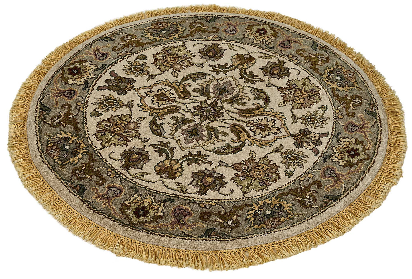 3x3 Beige Handmade Floral Oushak Rug - 51594