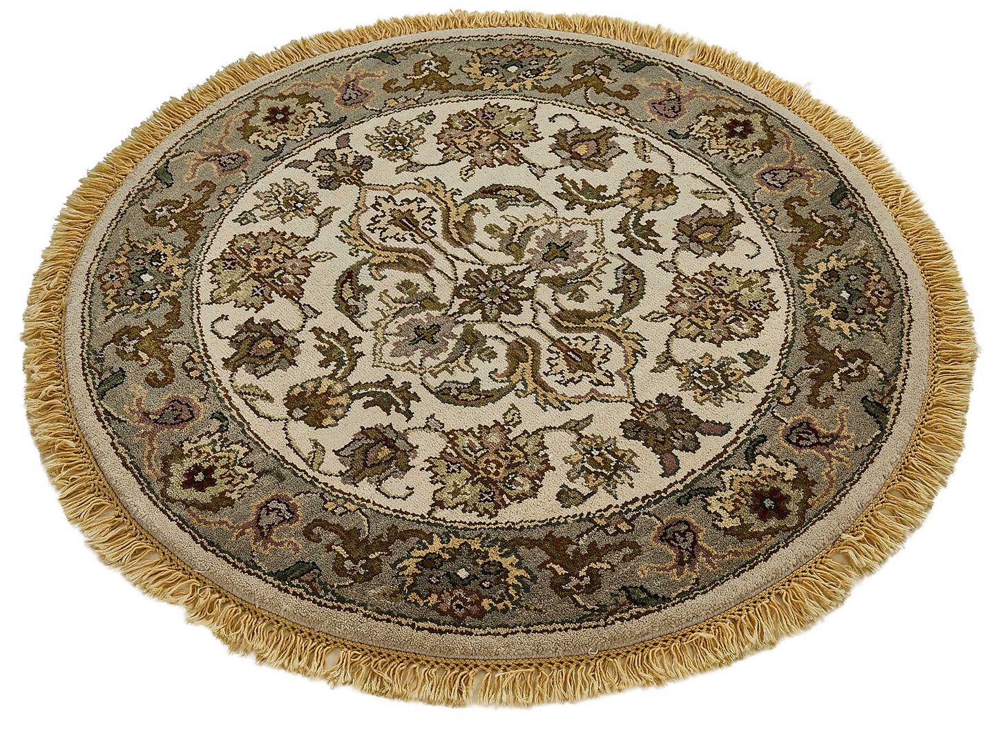 3x3 Beige Handmade Floral Oushak Rug - 51594