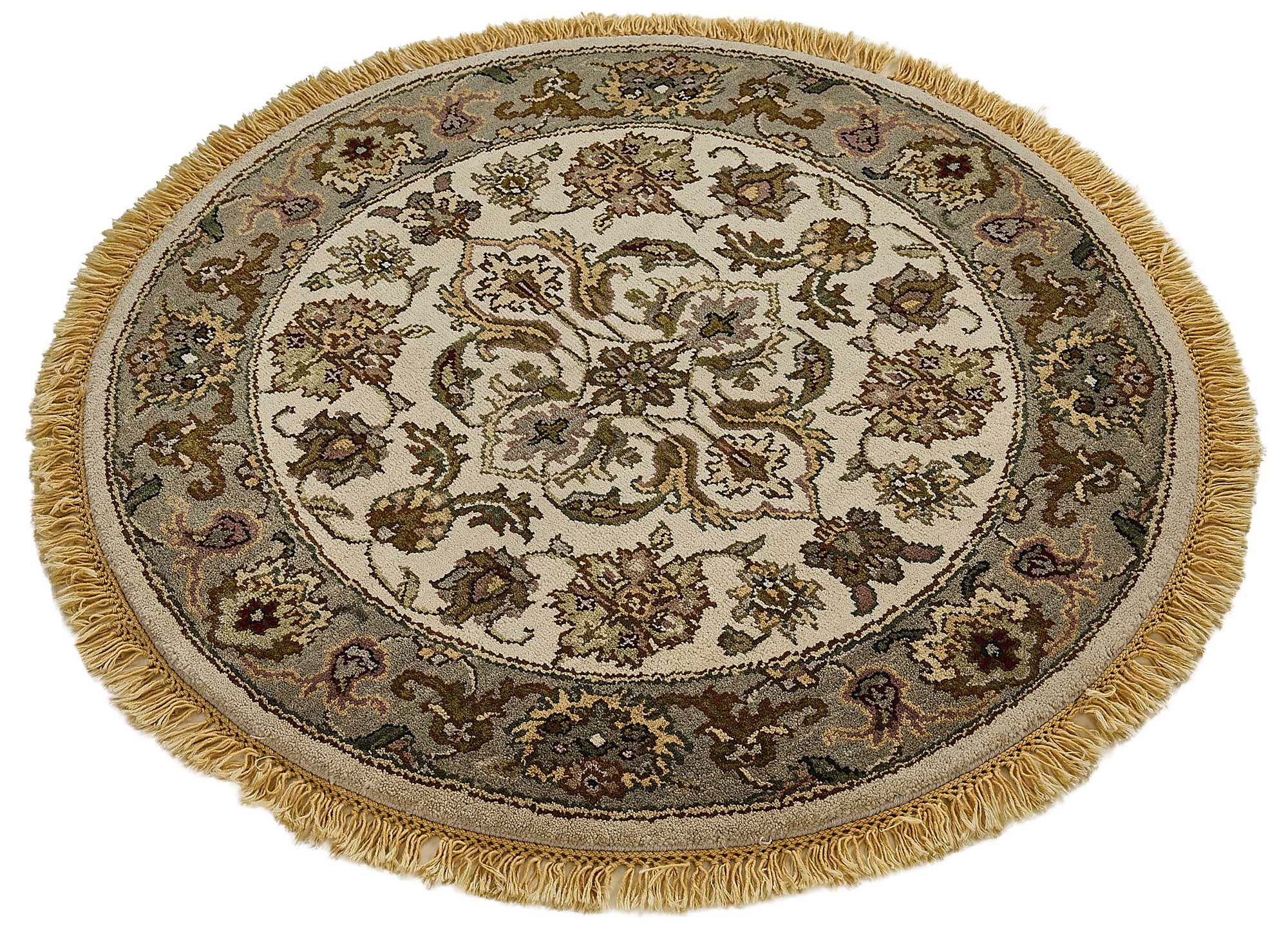 3x3 Beige Handmade Floral Oushak Rug - 51594