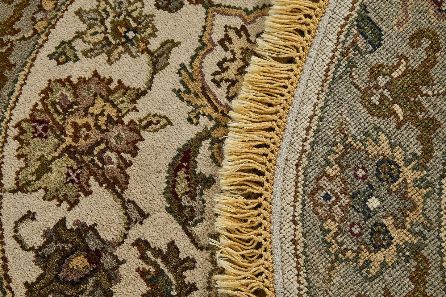 3x3 Beige Handmade Floral Oushak Rug - 51594